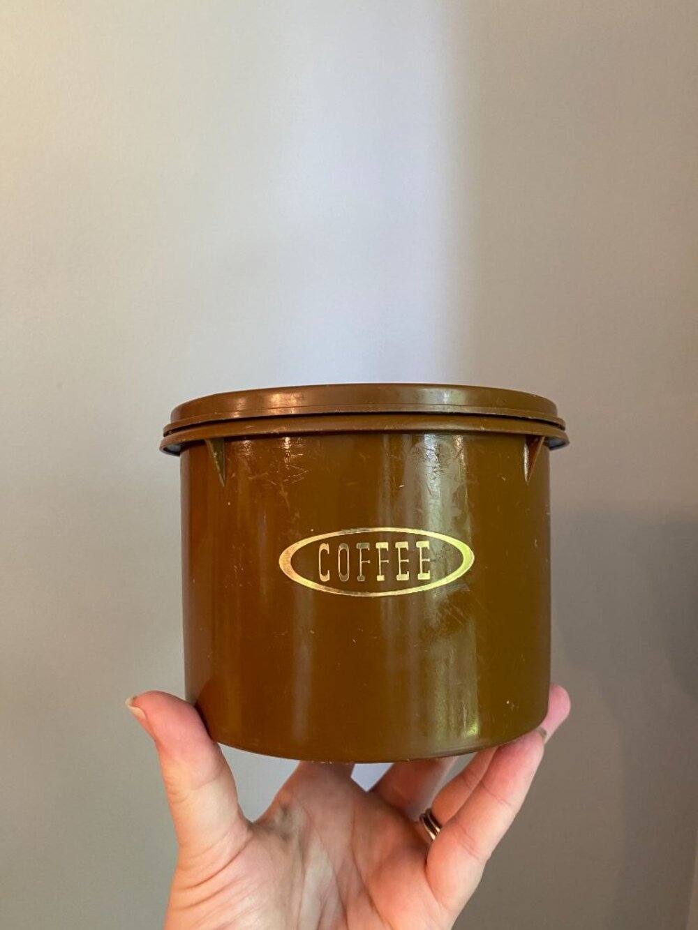 Vintage Tupperware Brown Coffee Canister With Lid